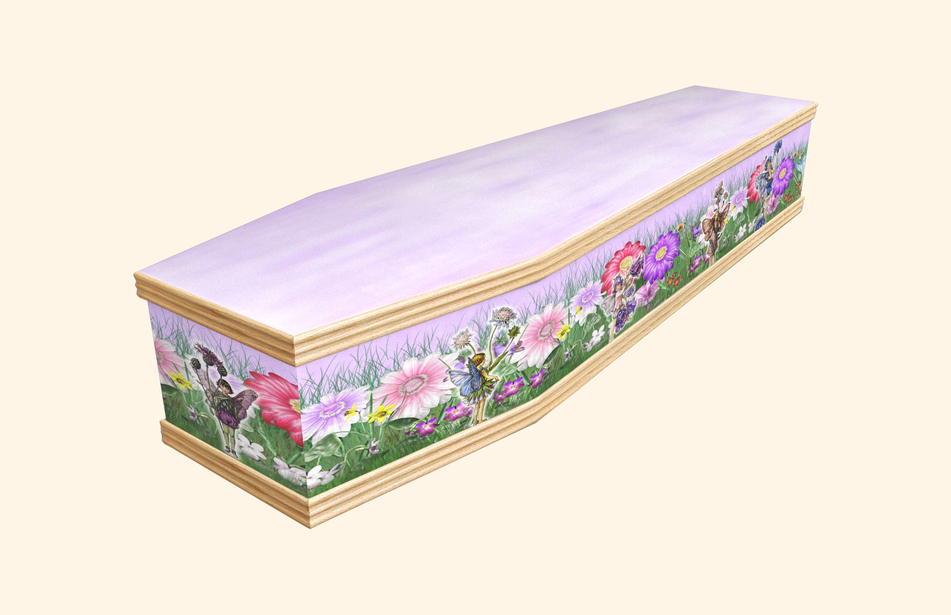 Fairy Garden design on a classic coffin