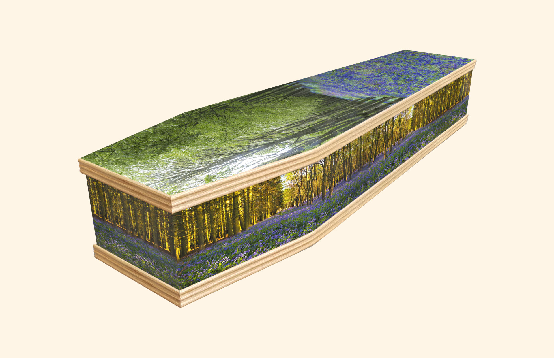 Bluebell Wood design on a classic coffin