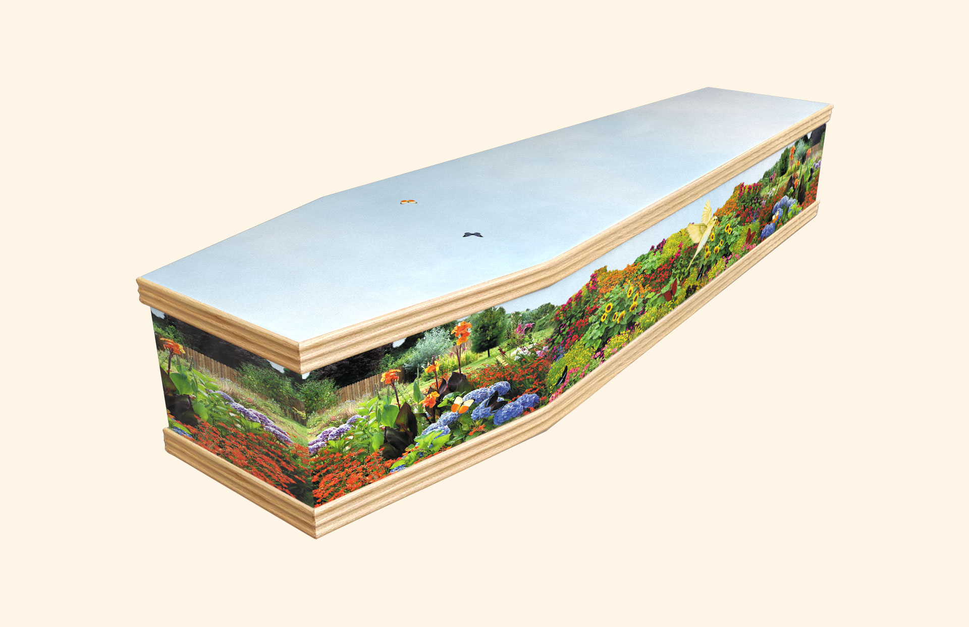 Cottage Garden design on a classic coffin