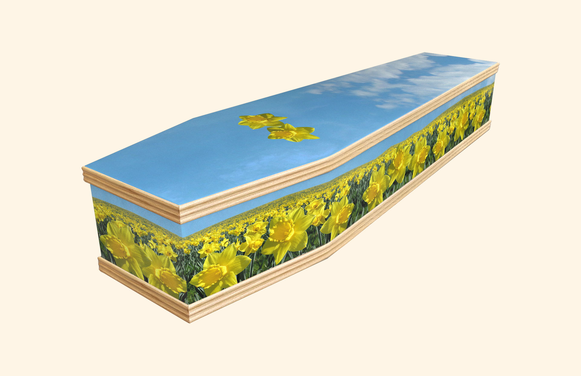 Field of Daffodils design on a classic coffin