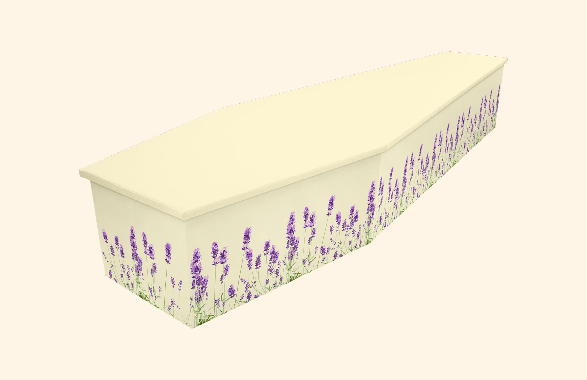 Lavender and Cream design on a cardboard coffin