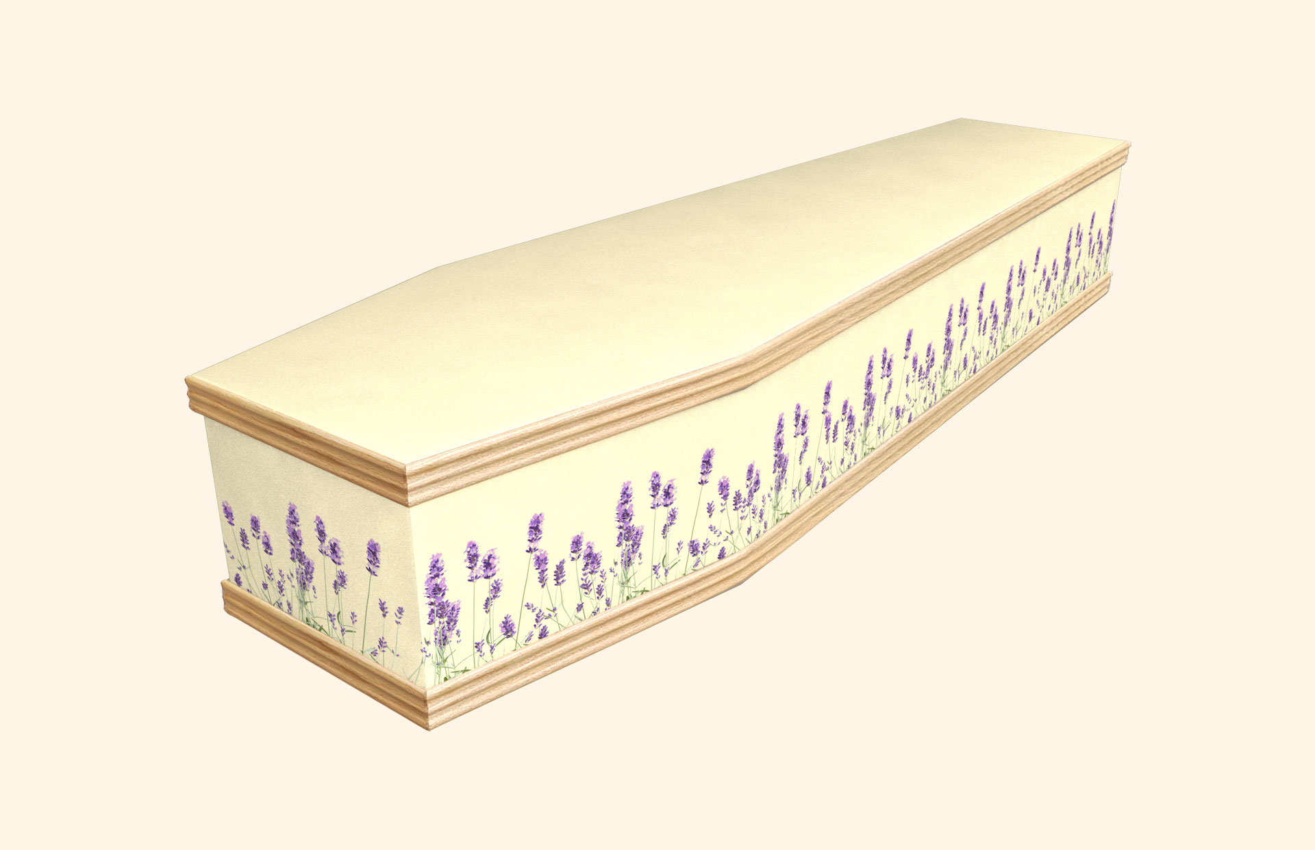 Lavender and Cream design on a classic coffin