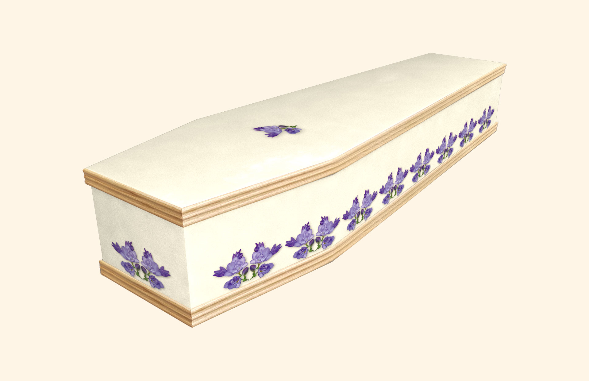 Freesias design on a classic coffin