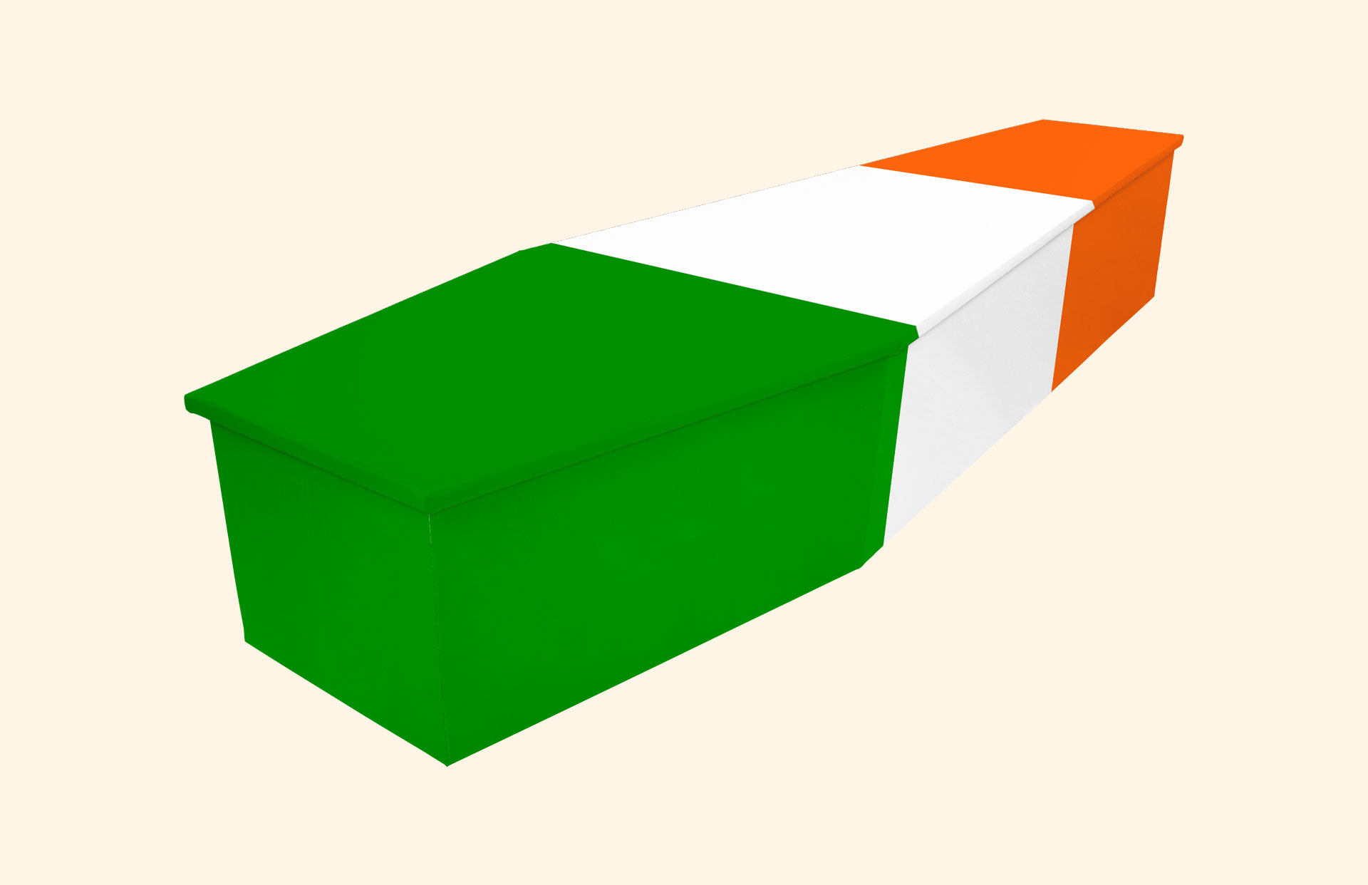 Irish Flag design on a cardboard coffin