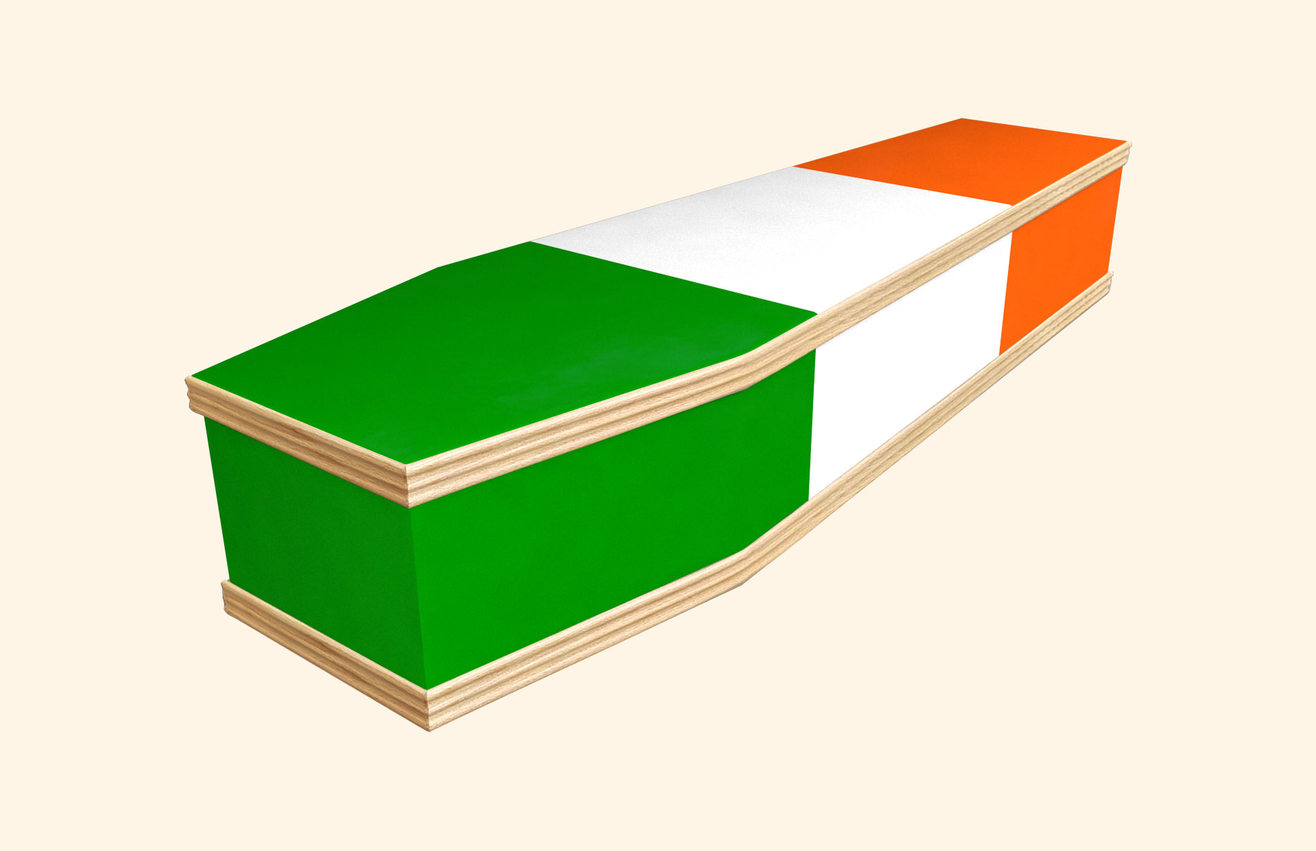 Irish Flag design on a classic coffin