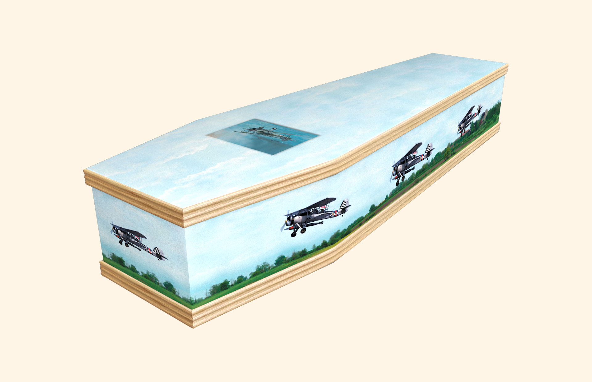 Swordfish design on a classic coffin