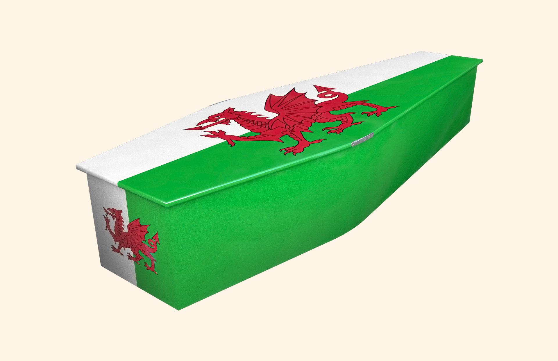 Welsh Flag Plain design on a traditional coffin
