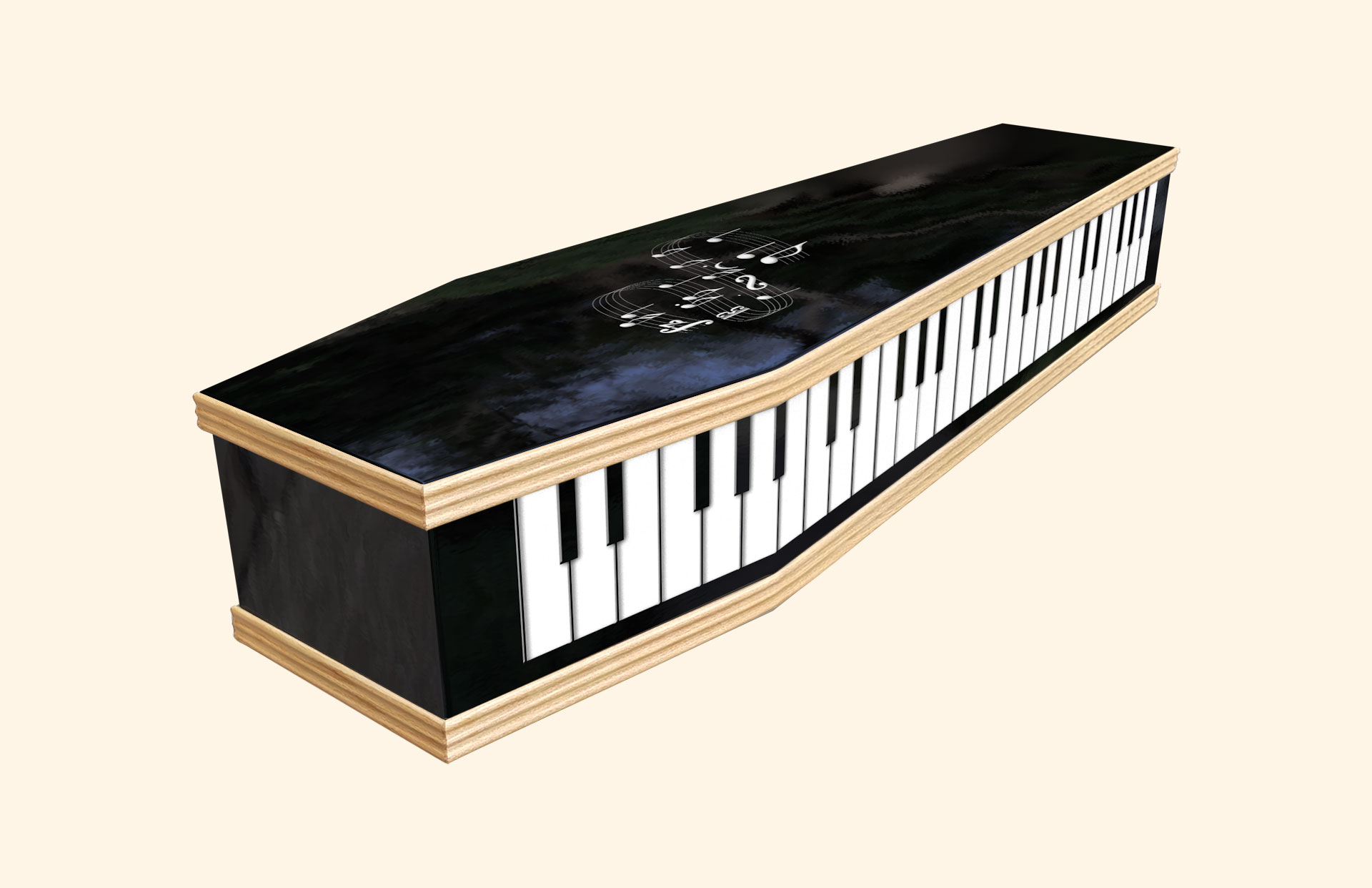 Musical Black design on a classic coffin