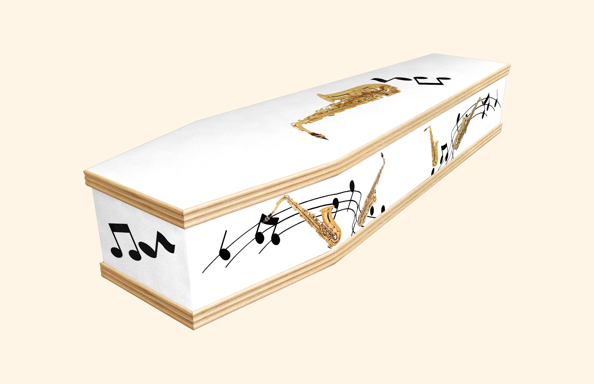Saxophone Melody design on a classic coffin