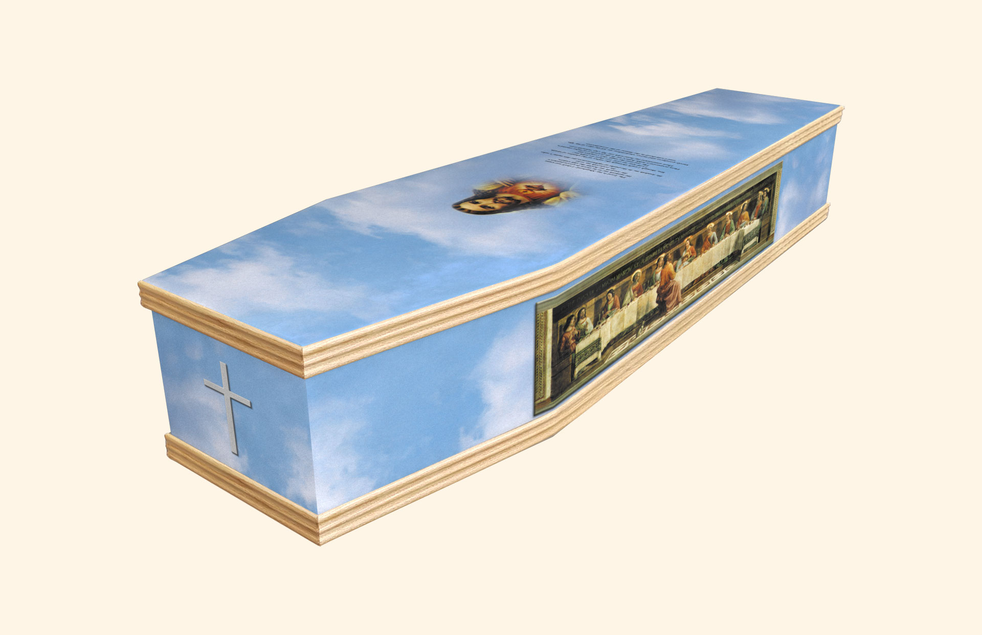 Last Supper 23rd Psalm design on a classic coffin