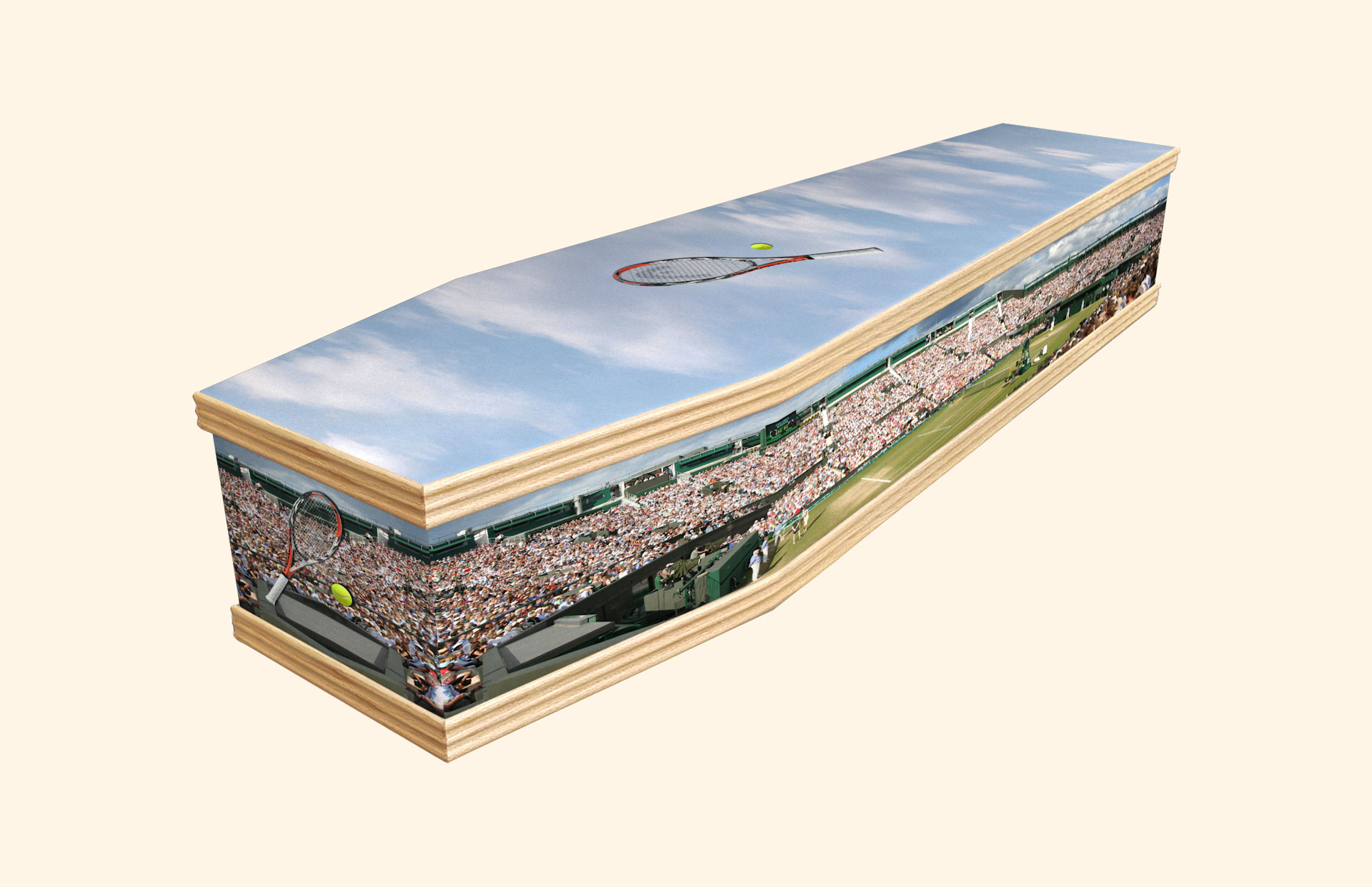 Tennis design on a classic coffin