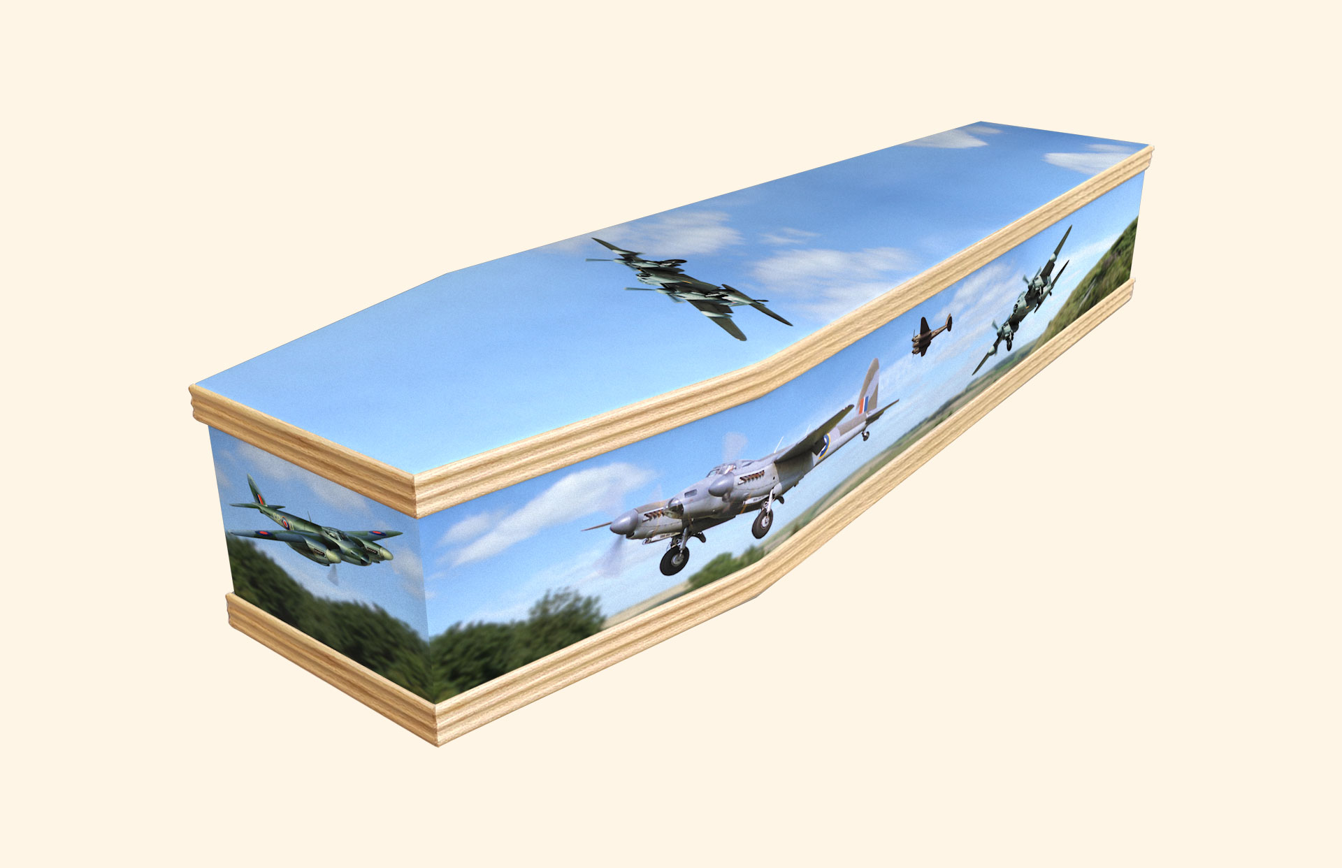 Mosquito Bombers design on a classic coffin