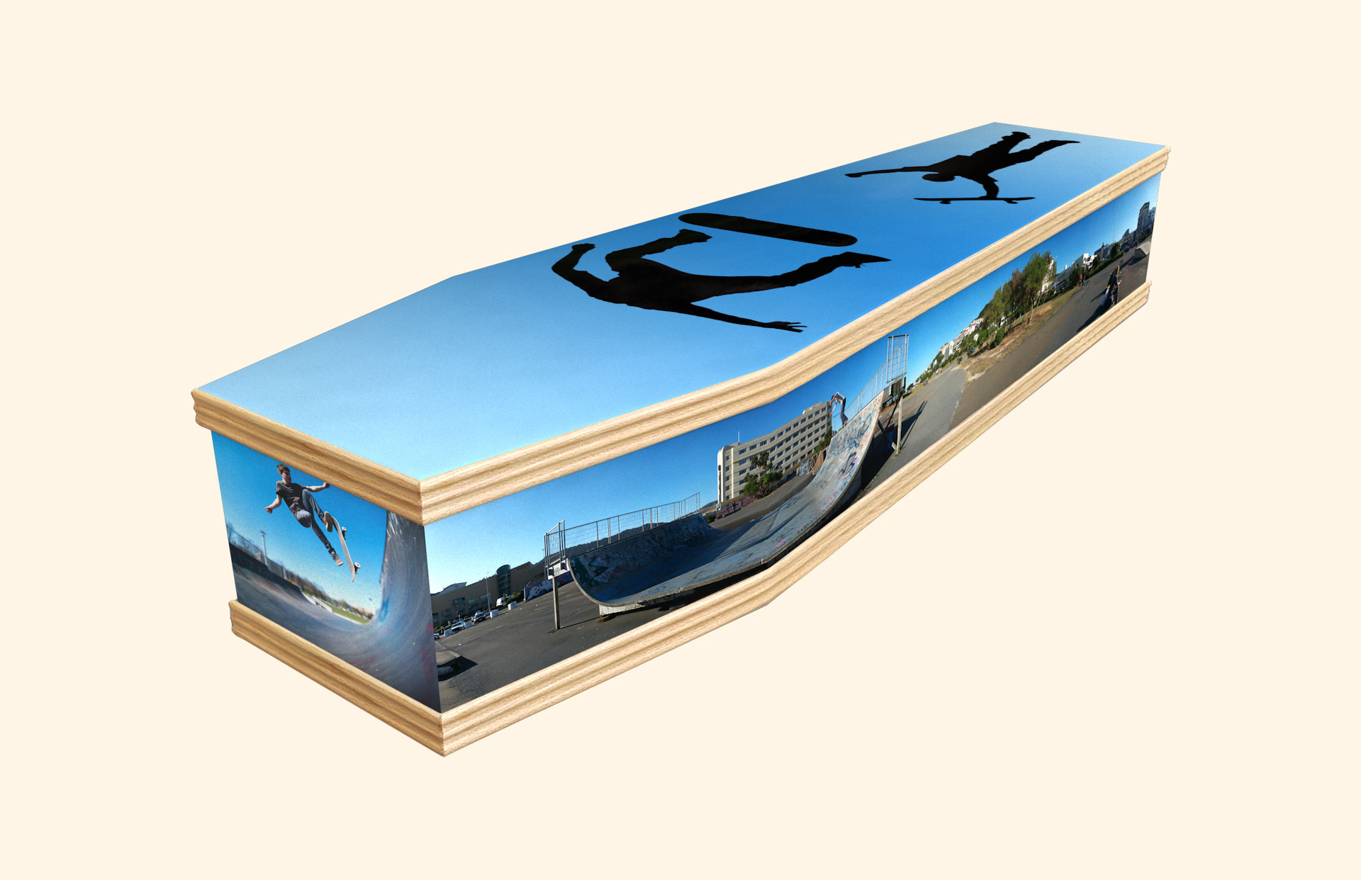 Skateboarding Extreme design on a classic coffin