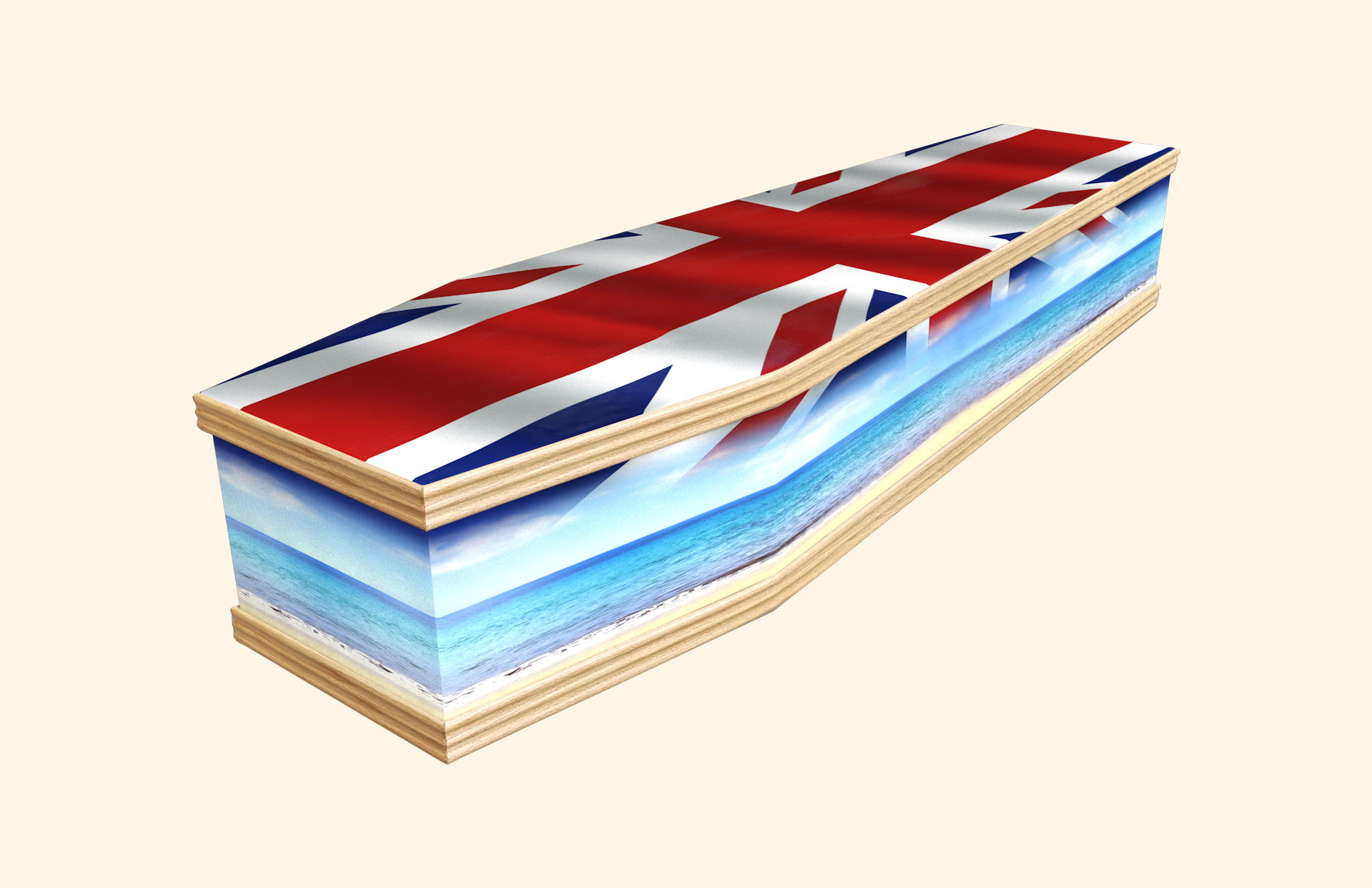 Union Beach design on a classic coffin