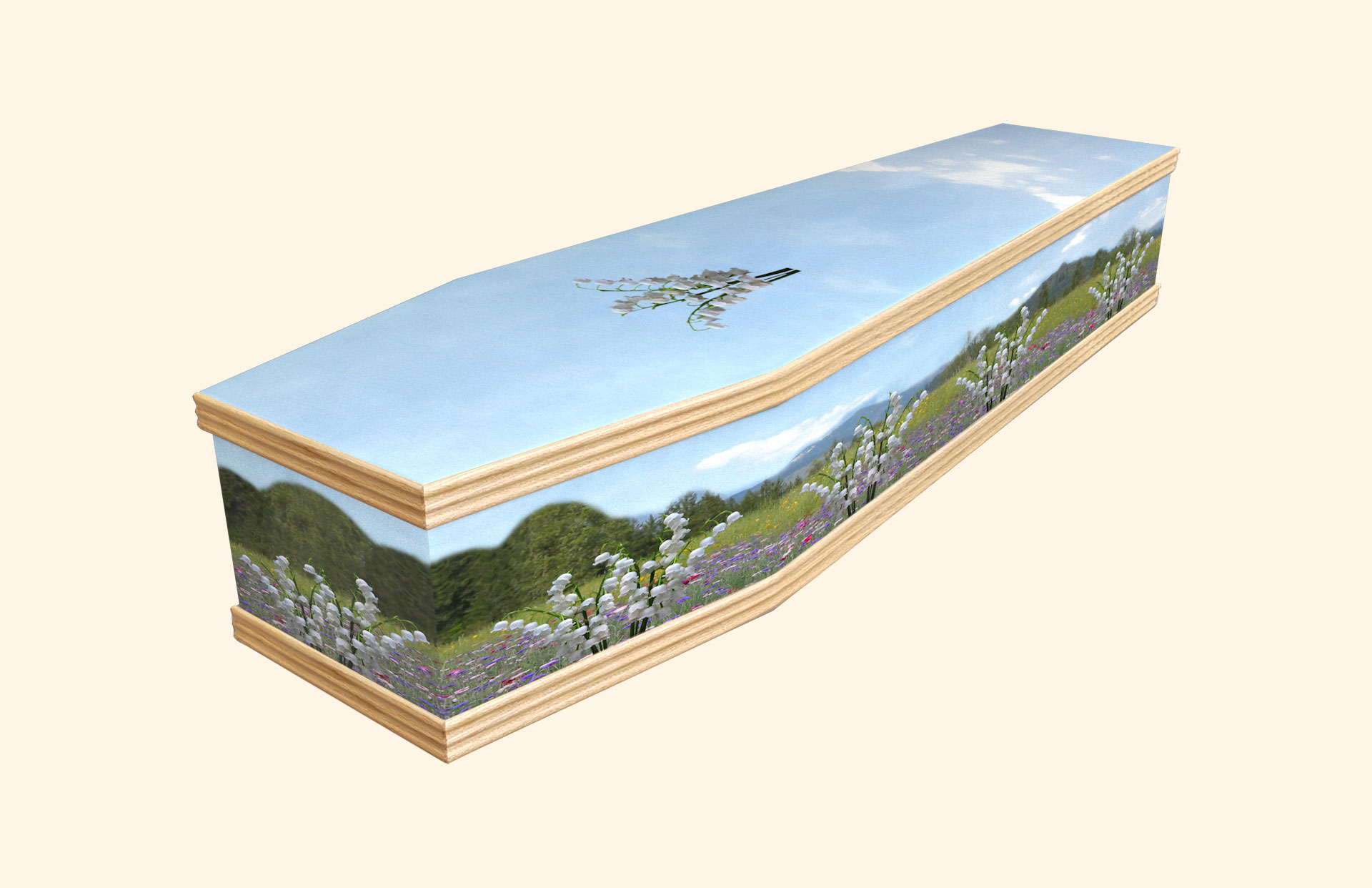 Lily of the Valley design on a classic coffin