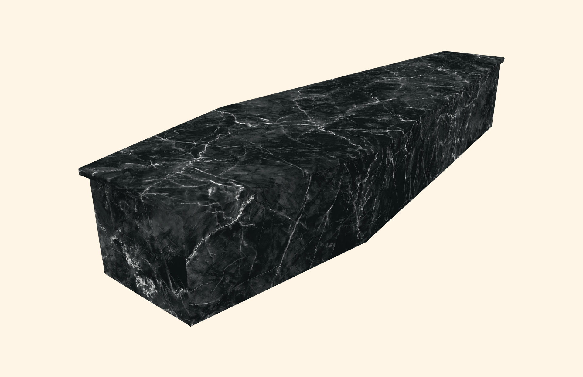 Black Marble design on a cardboard coffin