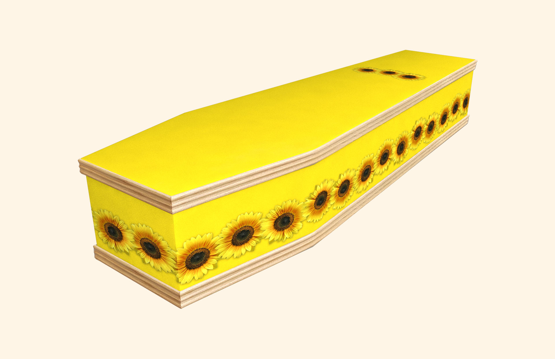 Sunflower Chain Yellow design on a classic coffin