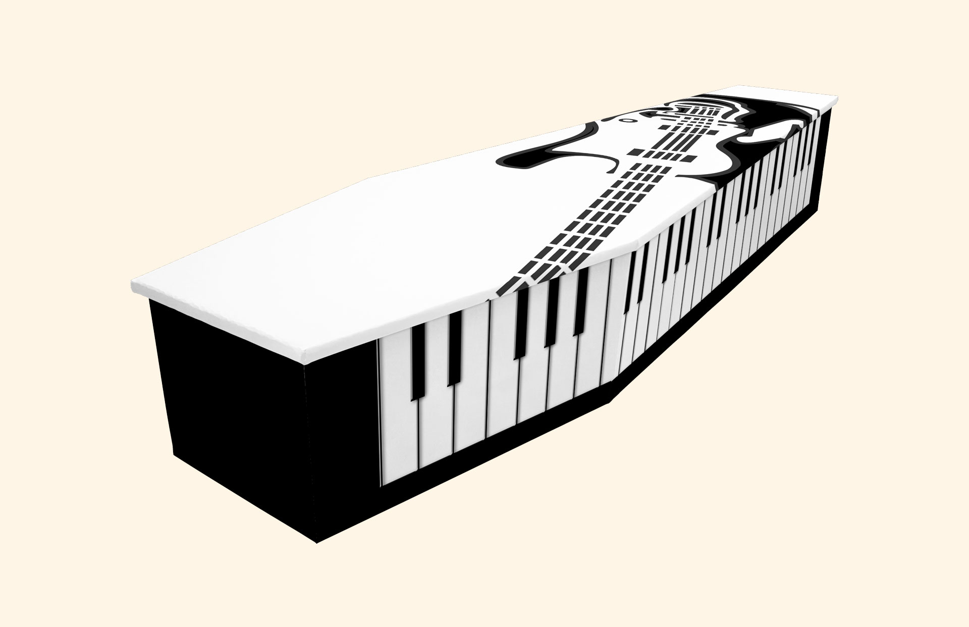 Ivory Rock White design on a cardboard coffin