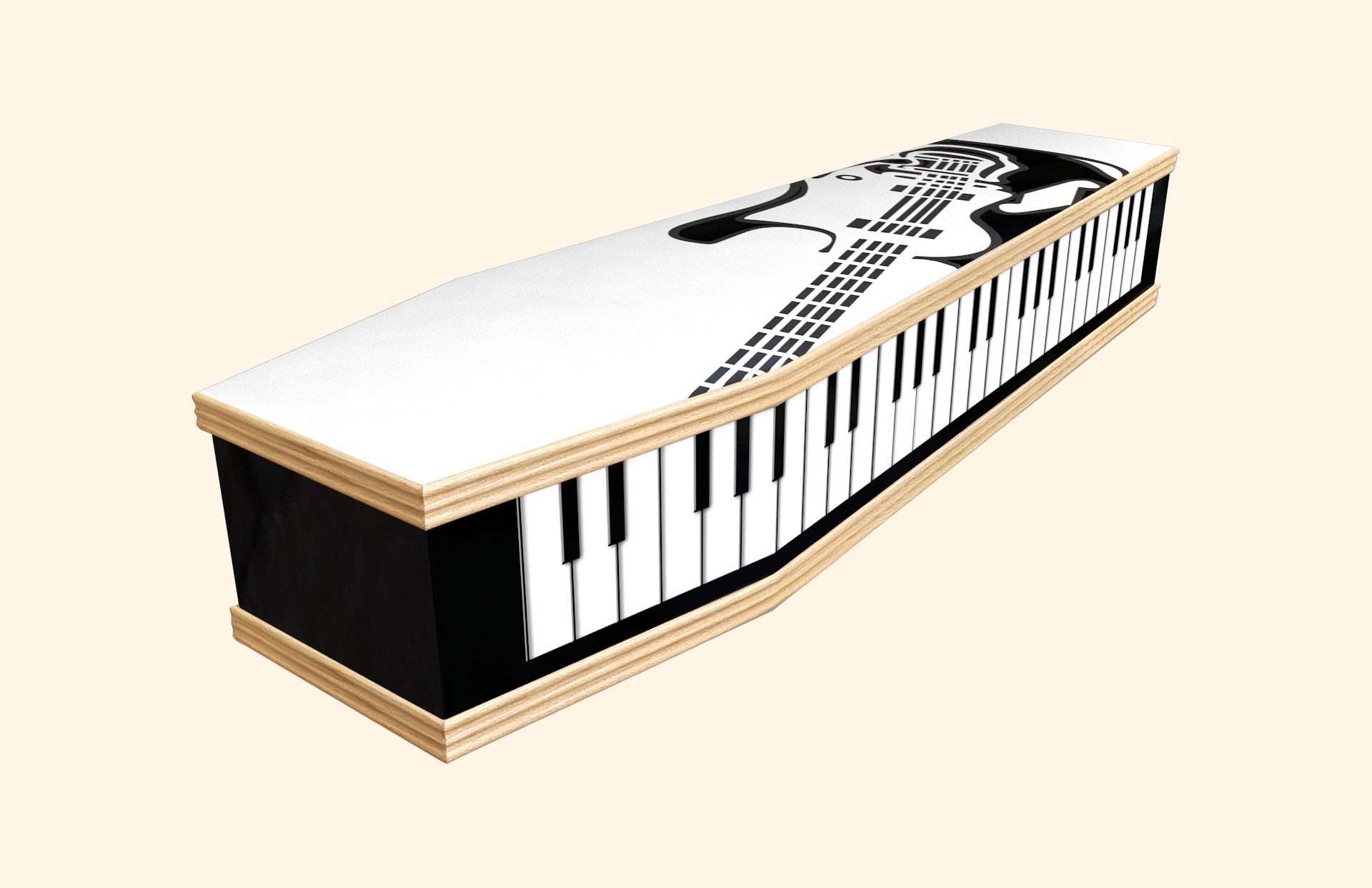 Ivory Rock White design on a classic coffin