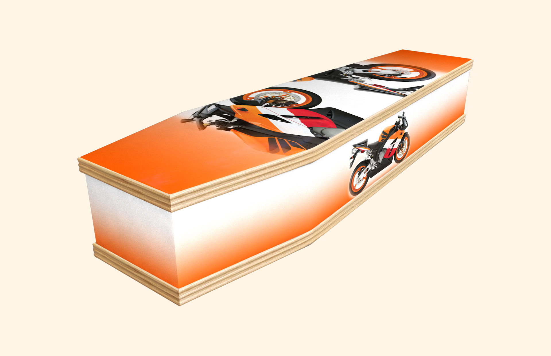 The Bike design on a classic coffin