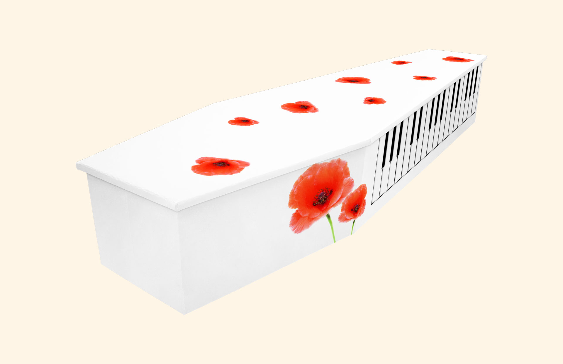 Silent Tune design on a cardboard coffin
