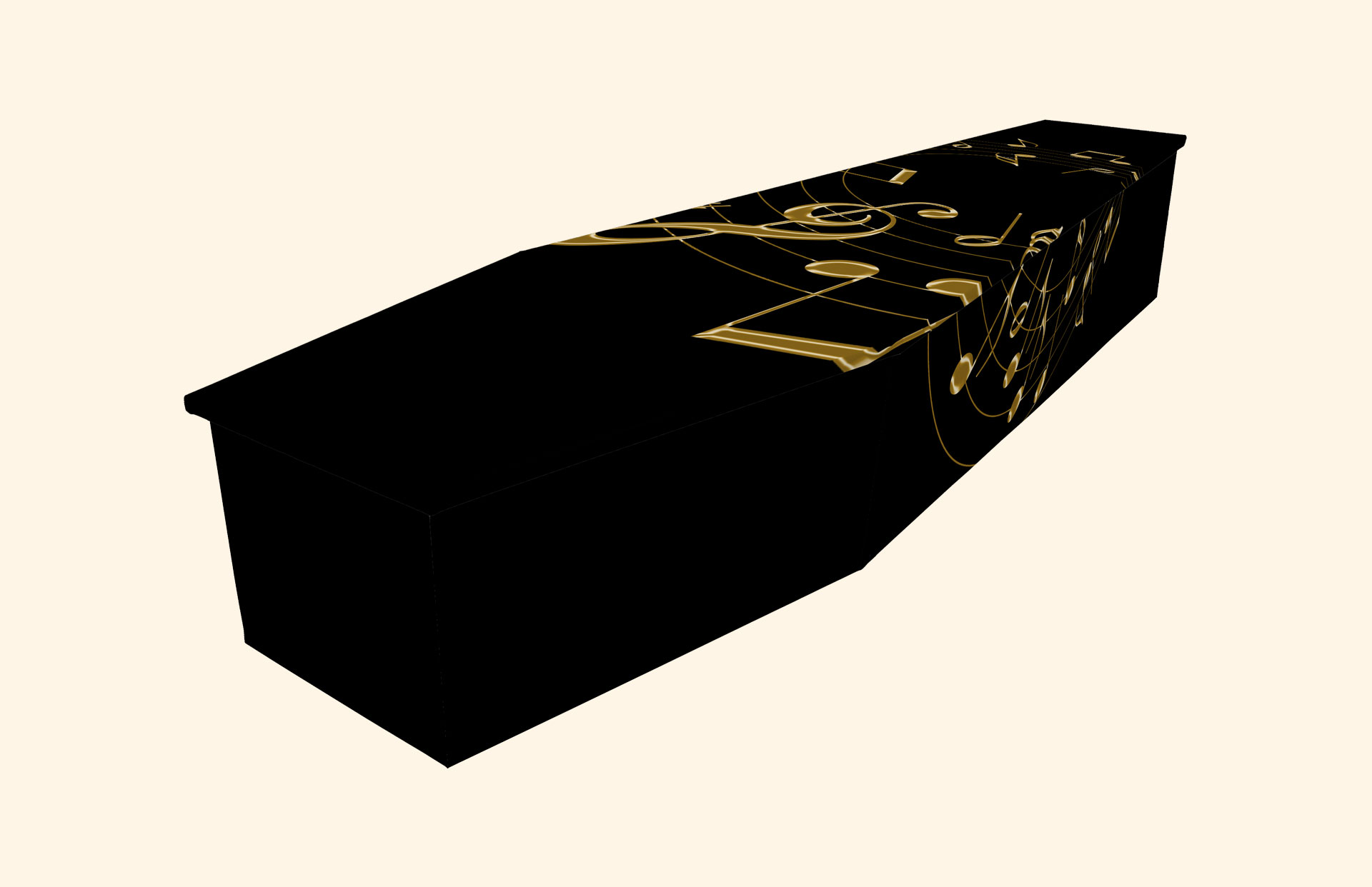 Golden Memories design on a cardboard coffin