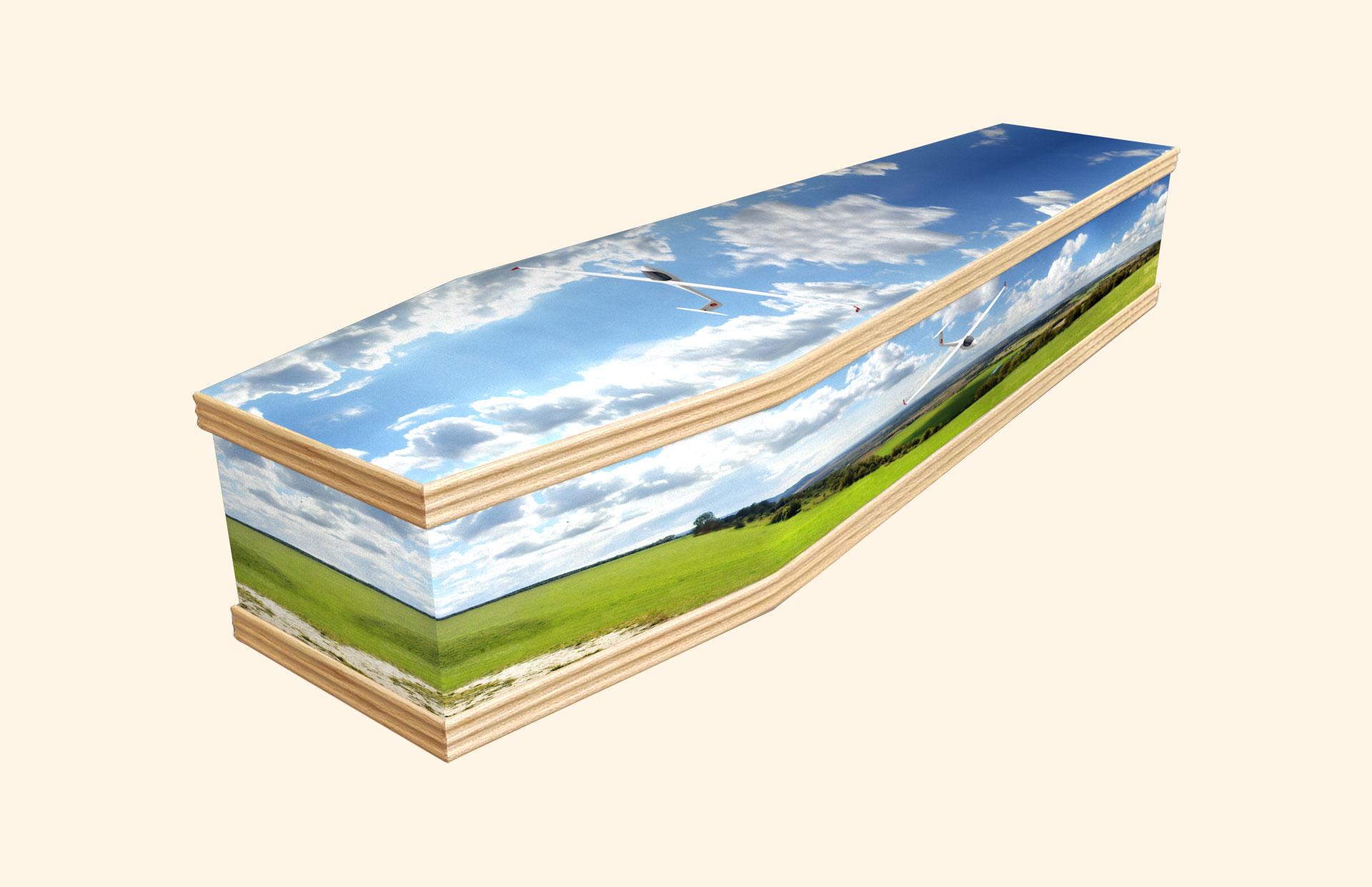 Gliding design on a classic coffin