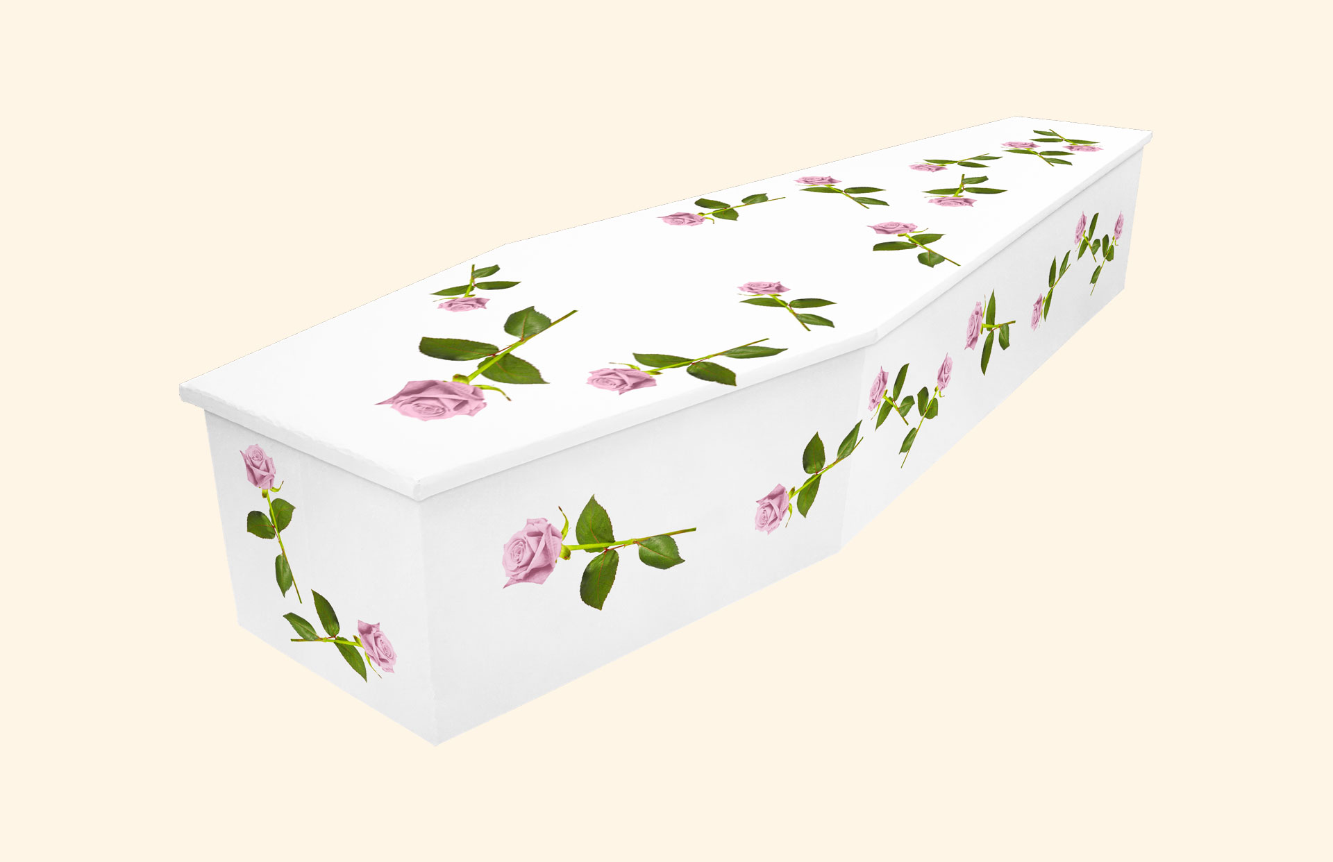 Delicate Rose design on a cardboard coffin