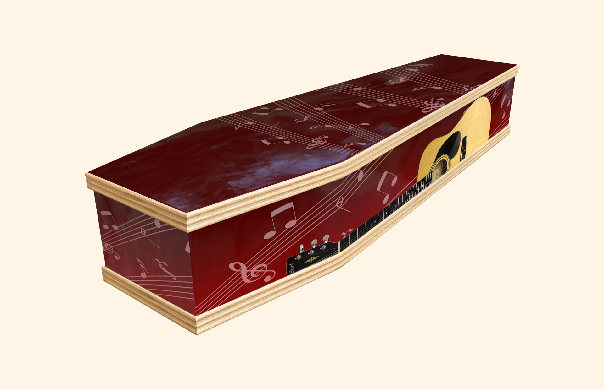 Guitar Music design on a classic coffin