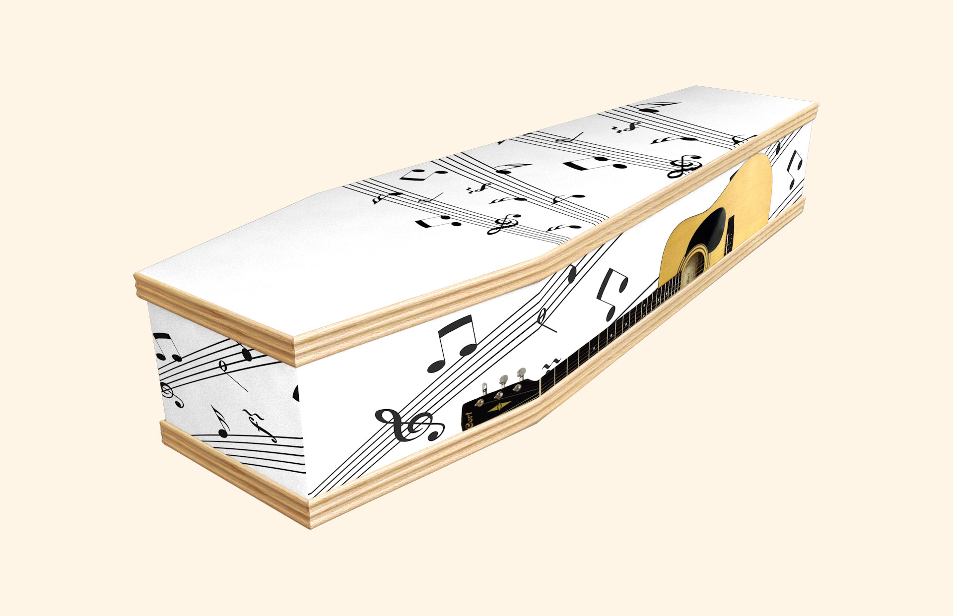 Guitar Music White design on a classic coffin