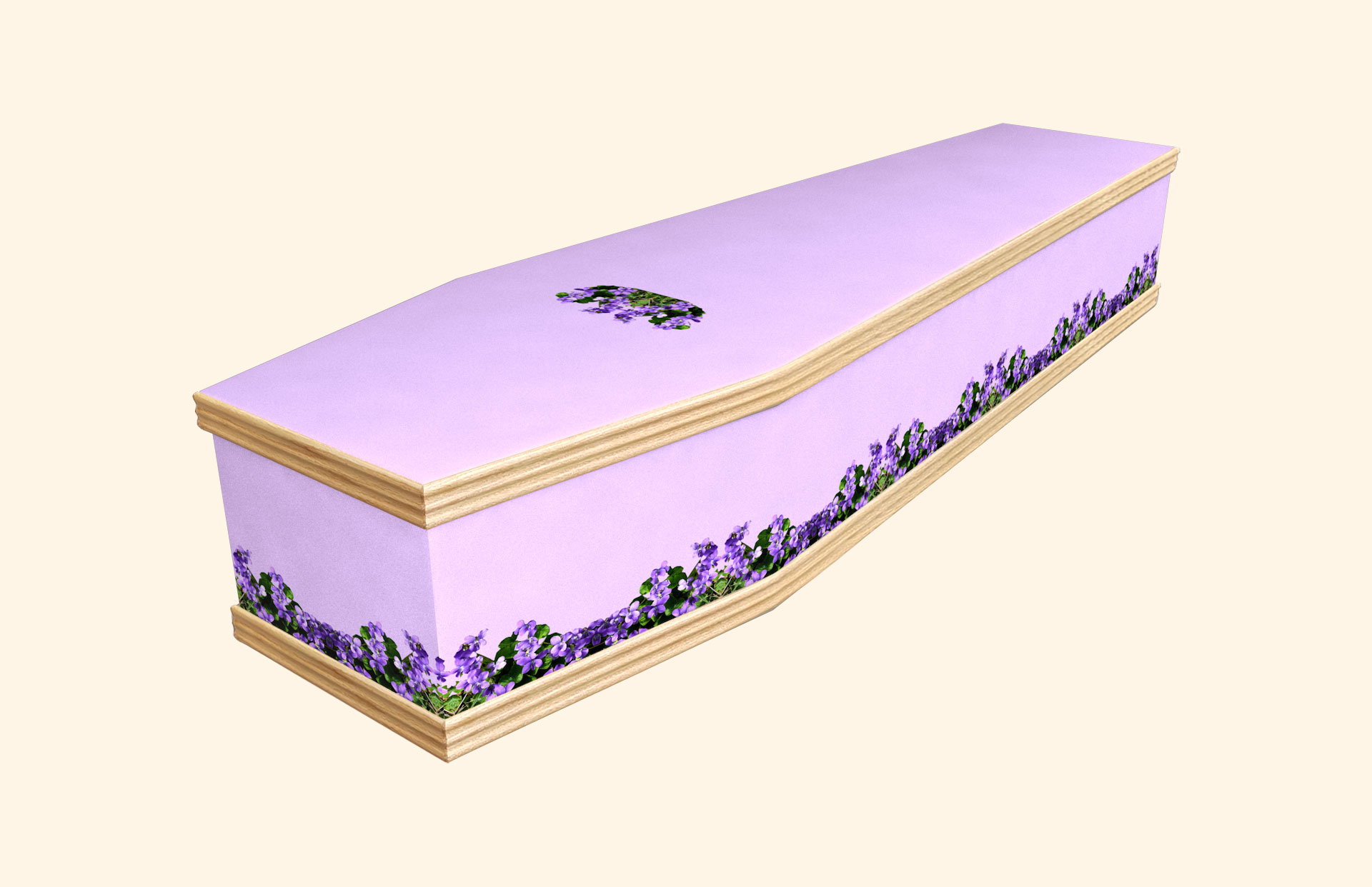 Wild Violets design on a classic coffin