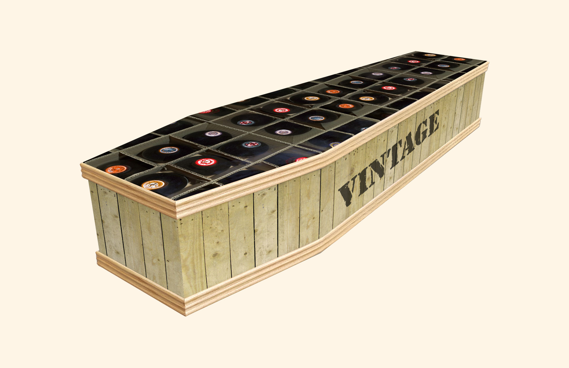 Fine Wines design on a classic coffin