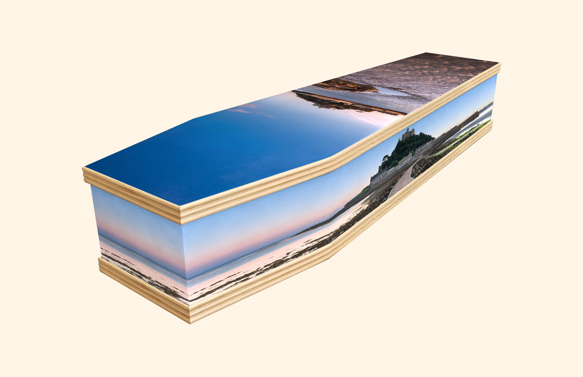St Michaels Mount design on a classic coffin