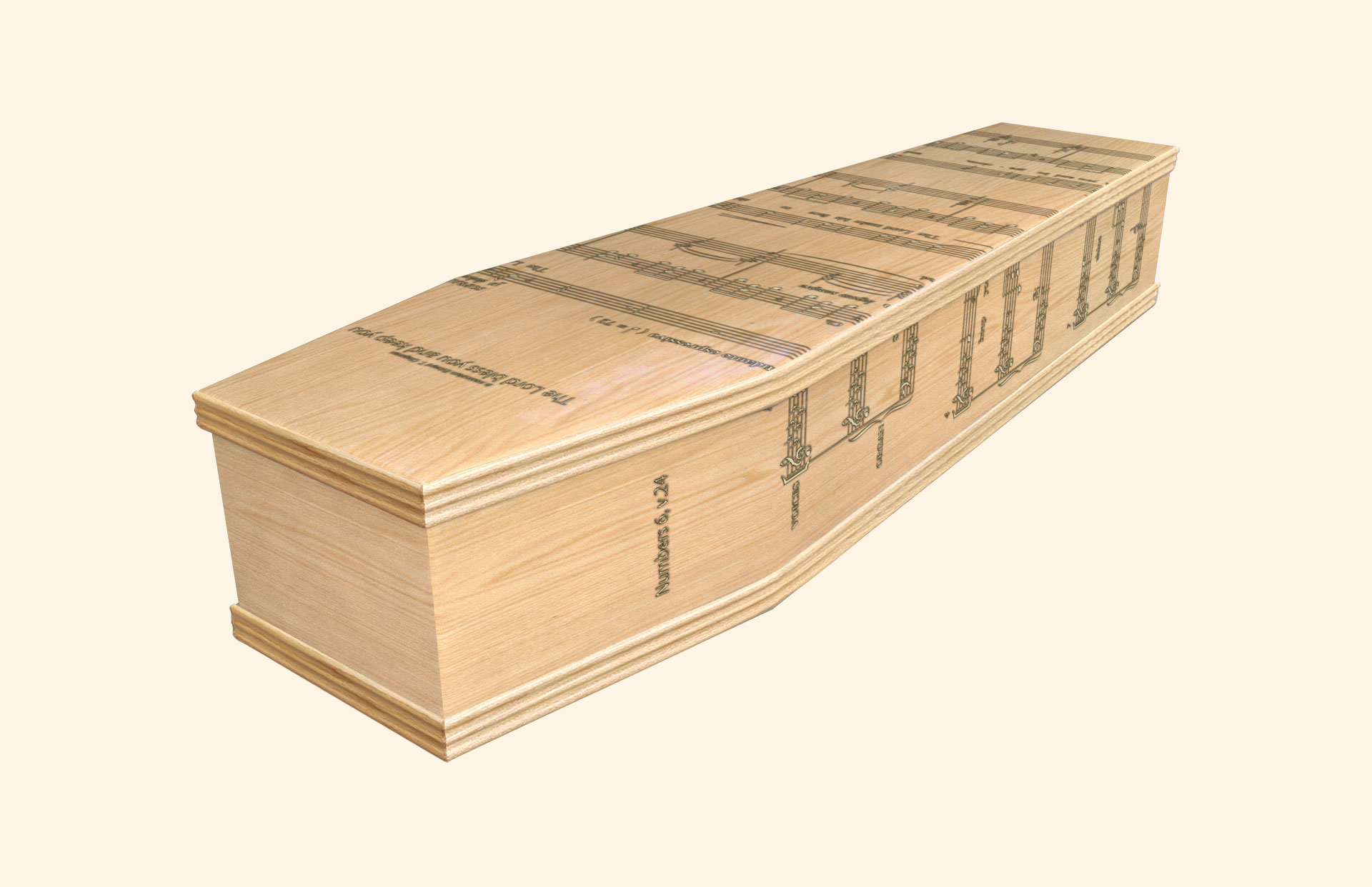 Lord Bless You design in Light Oak on a classic coffin