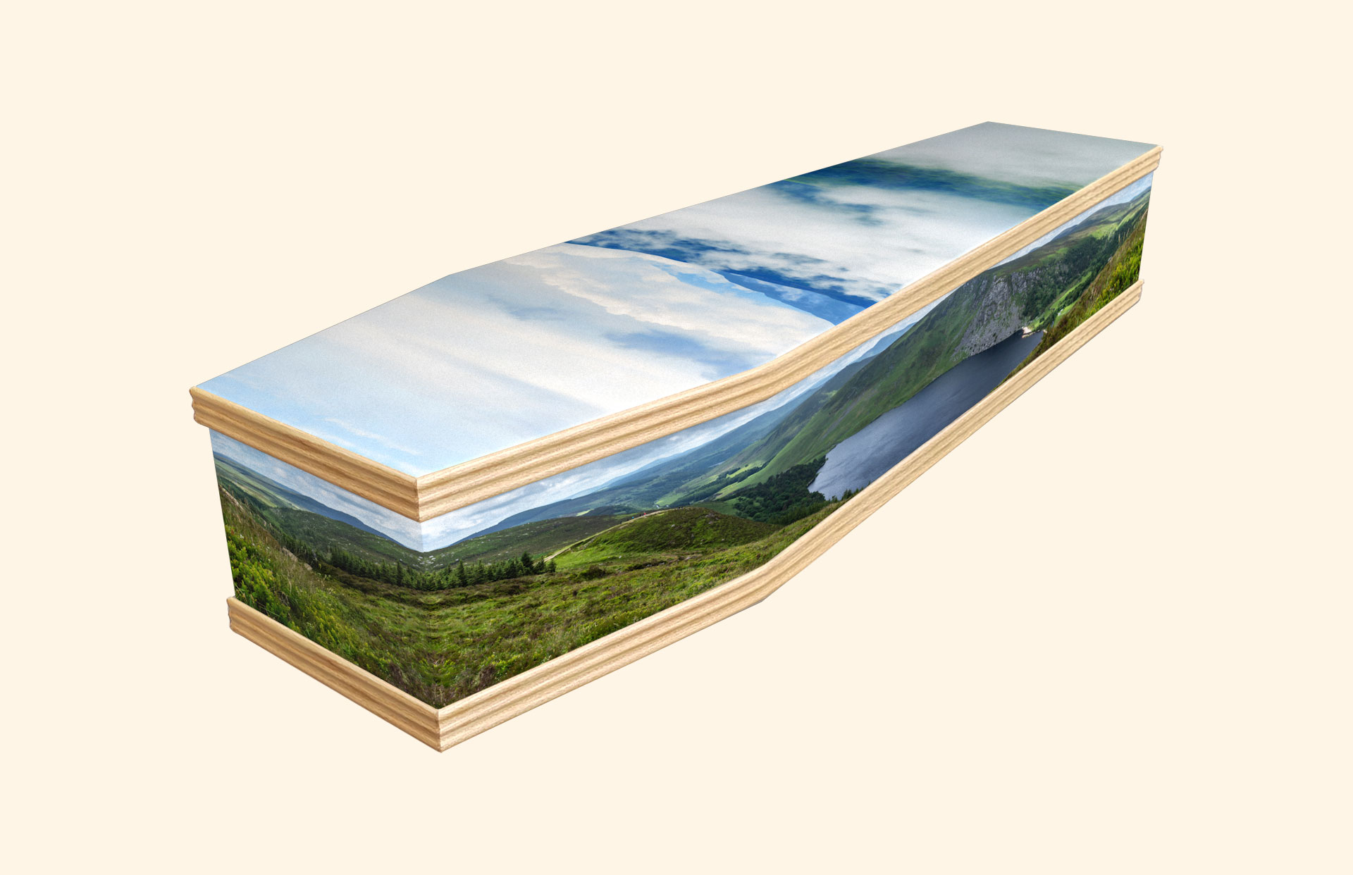 Irish Countryside design on a classic coffin