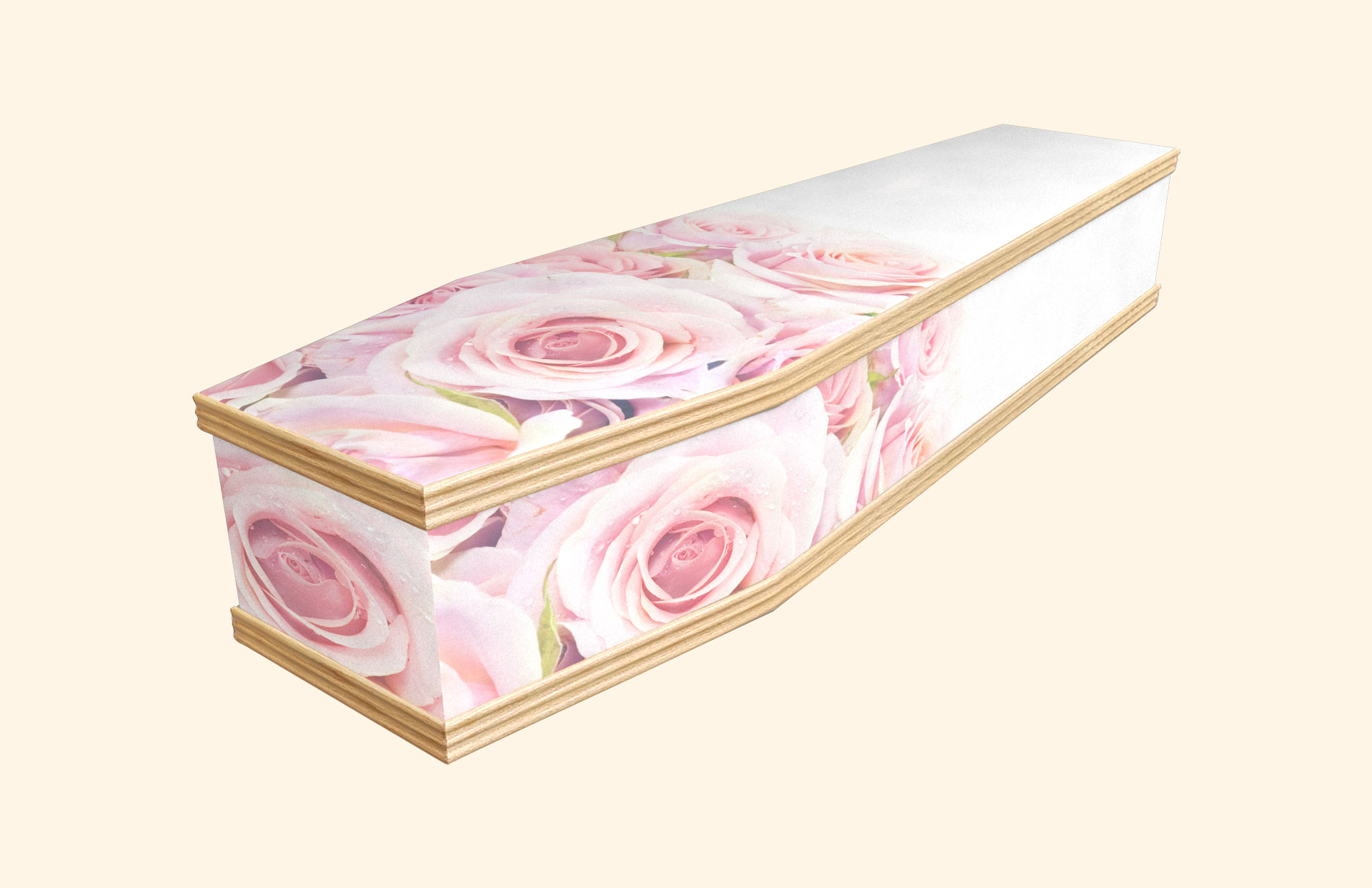 Blushing Rose design on a classic coffin