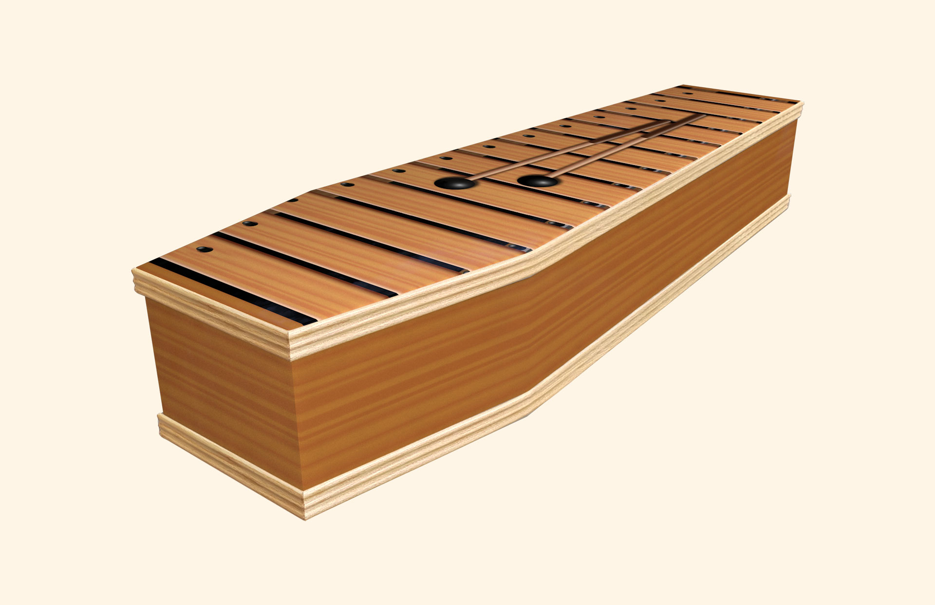 Music Man design on a classic coffin