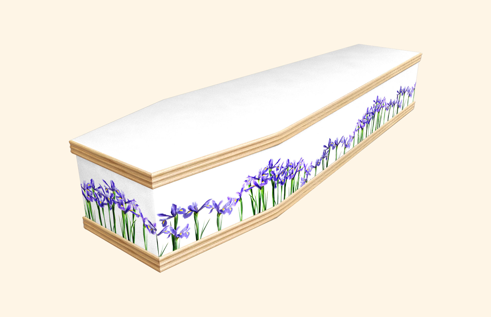 Iris design on a classic coffin