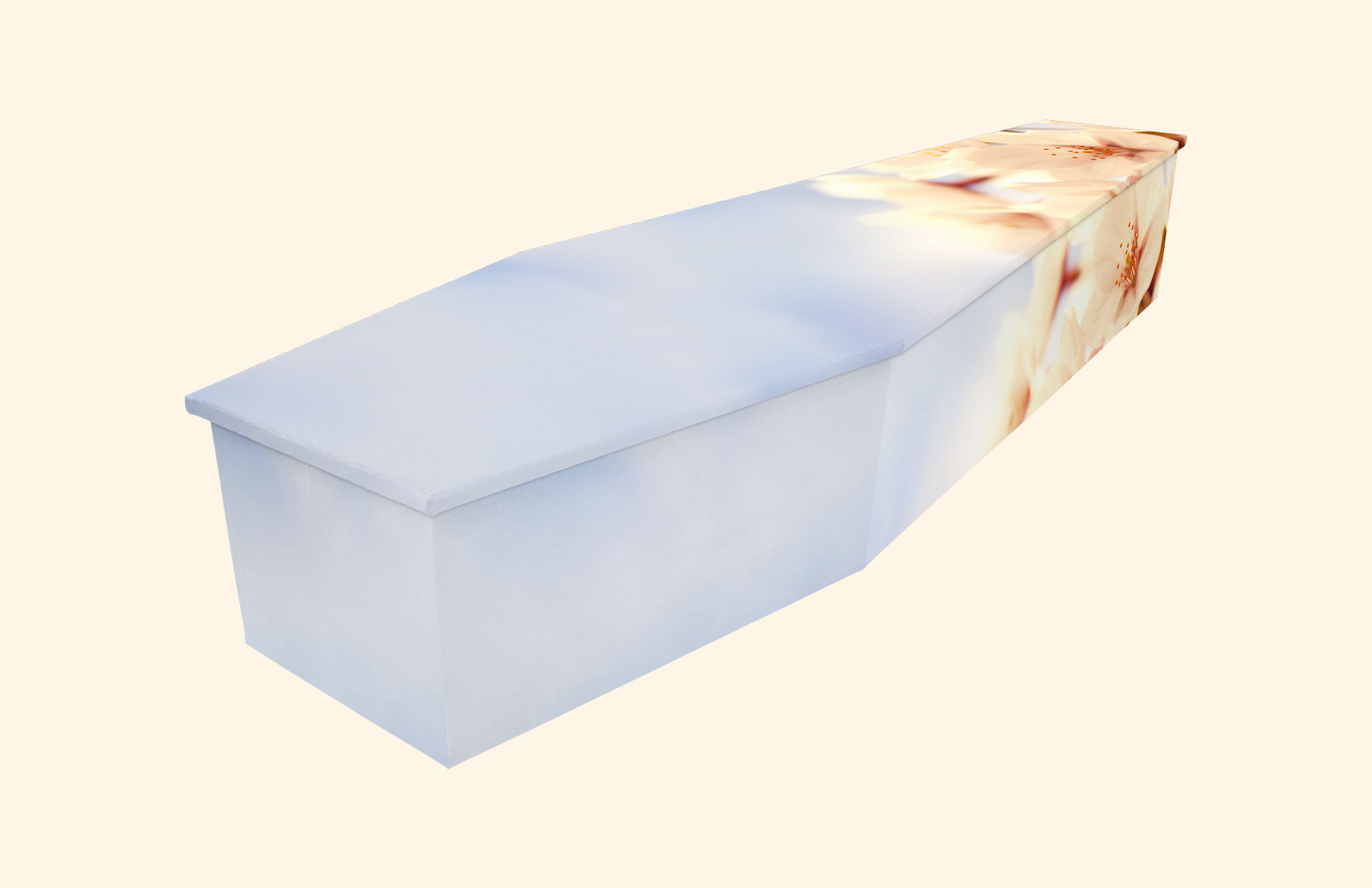 Cherry Blossom design on a cardboard coffin