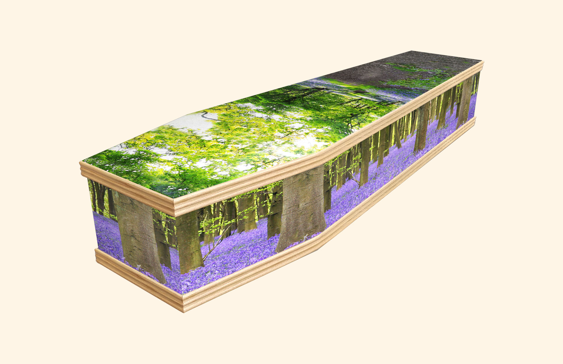 Bluebell Blanket design on a classic coffin