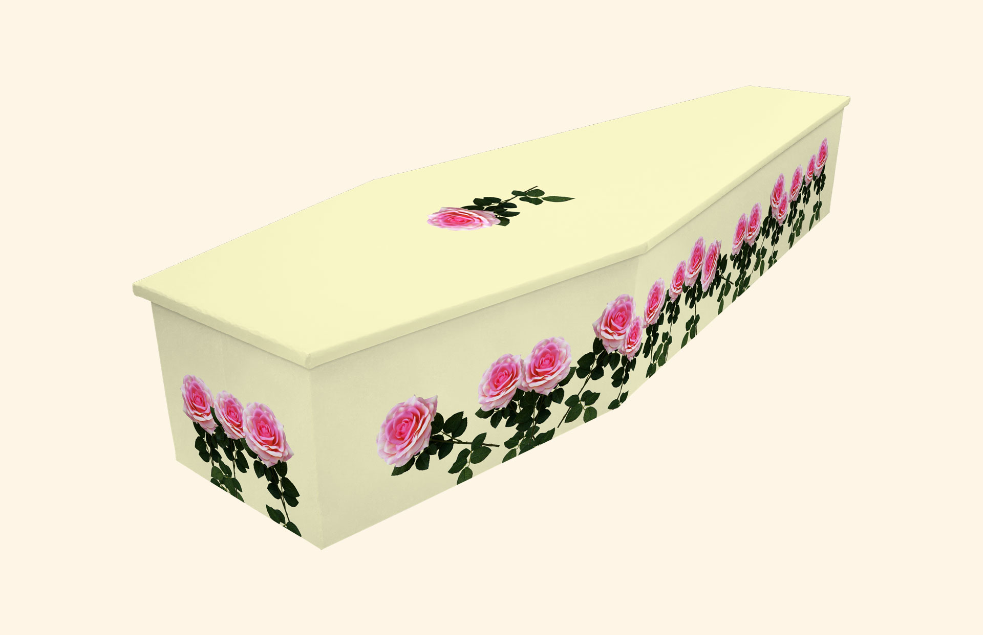 My Love design on a cardboard coffin