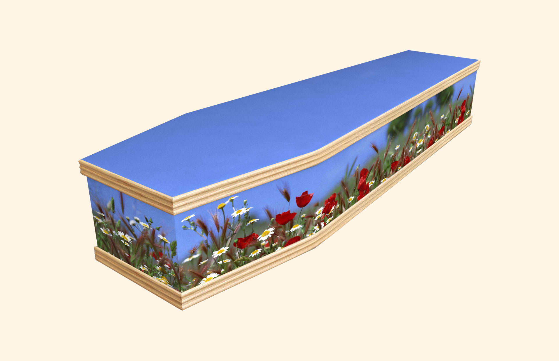 Beautiful Day design on a classic coffin