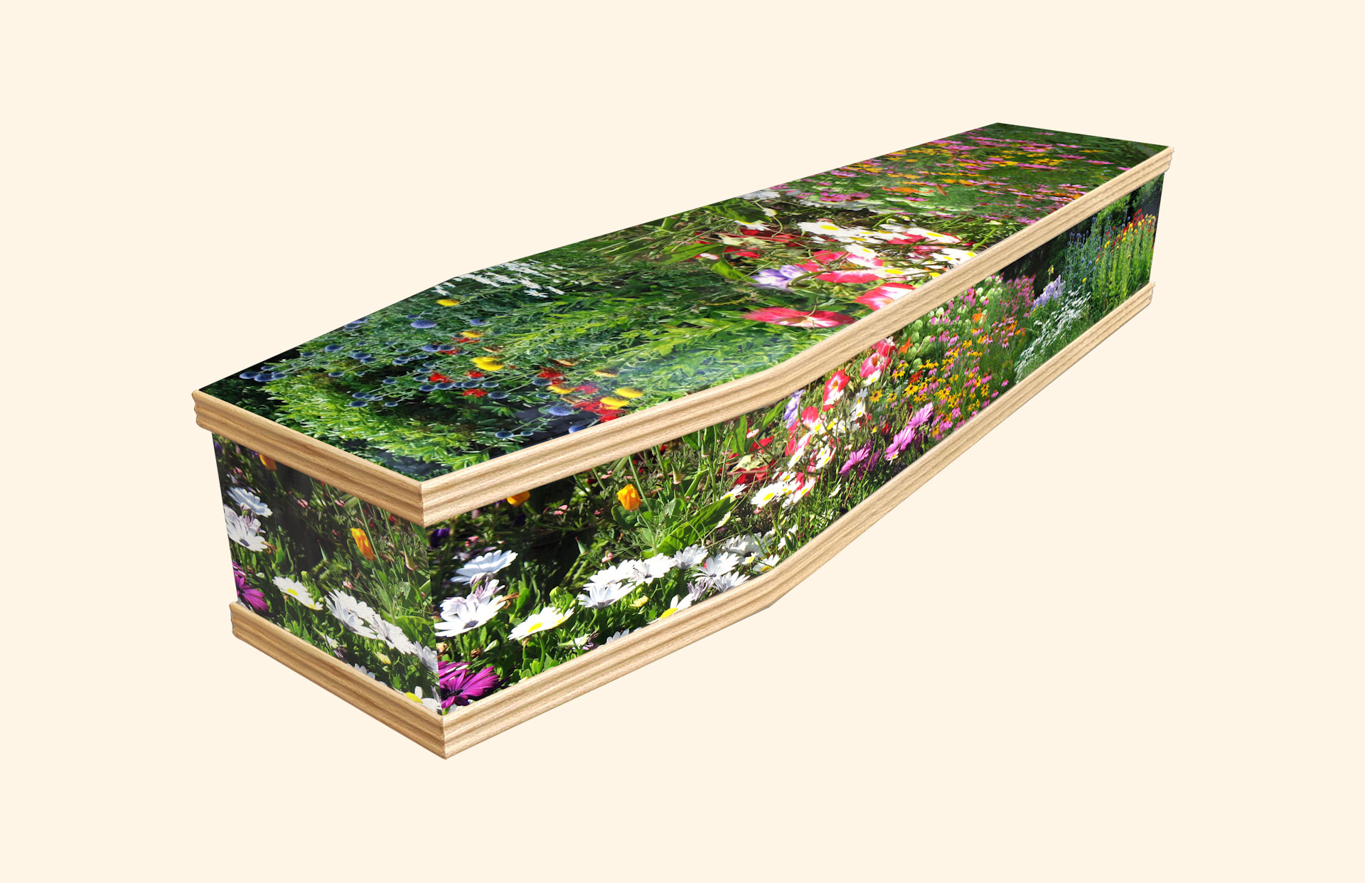 Mary's Garden design on a classic coffin