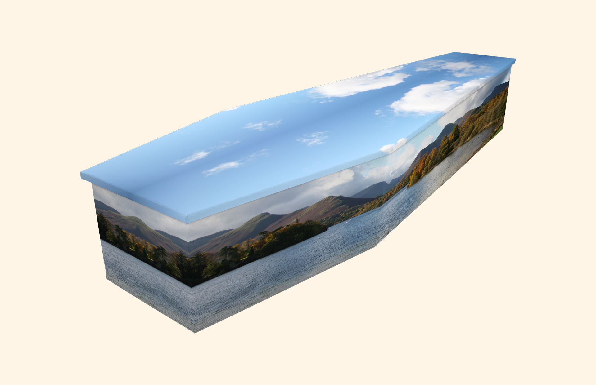 Keswick design on a cardboard coffin