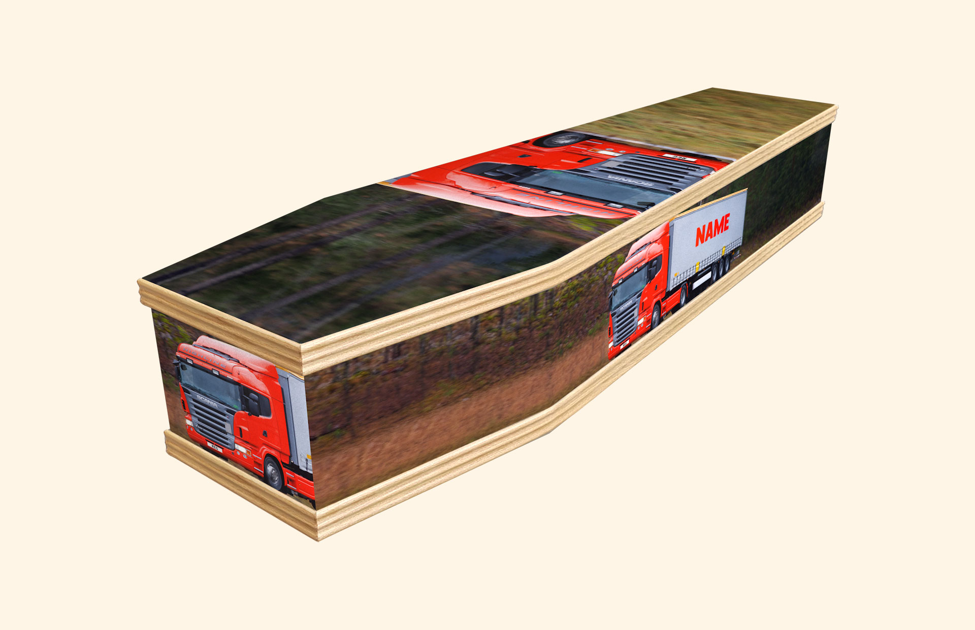 Special Delivery design on a classic coffin