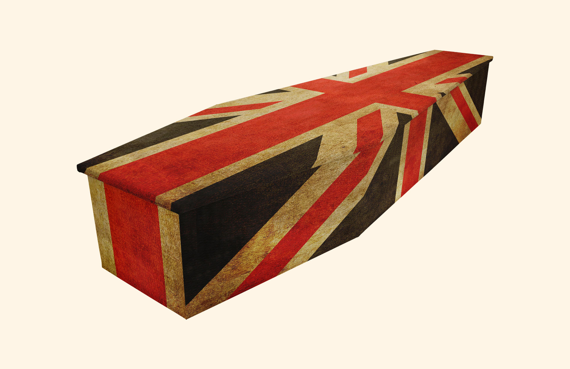 Victorious design on a cardboard coffin