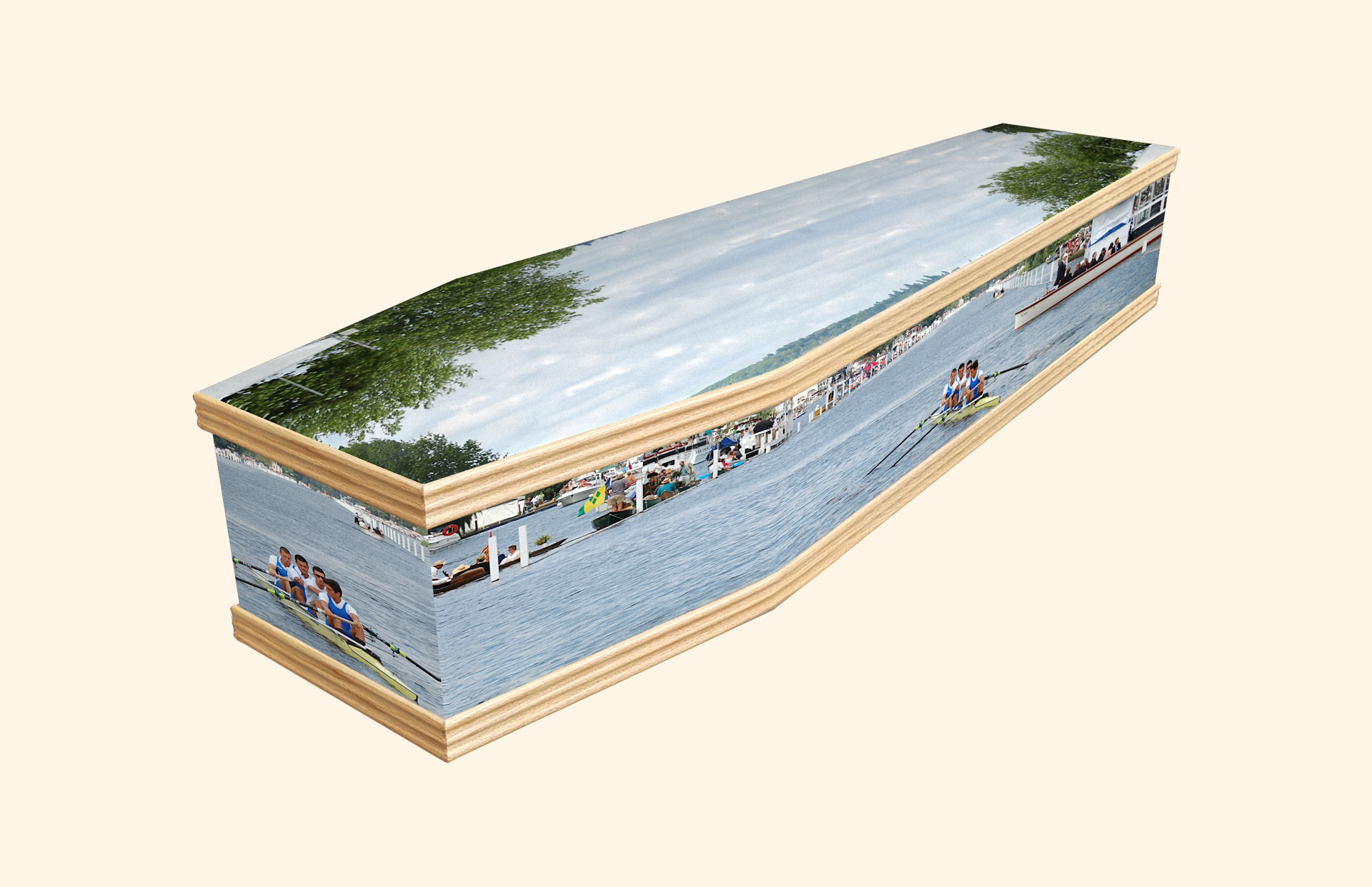 Henley Regatta design on a classic coffin