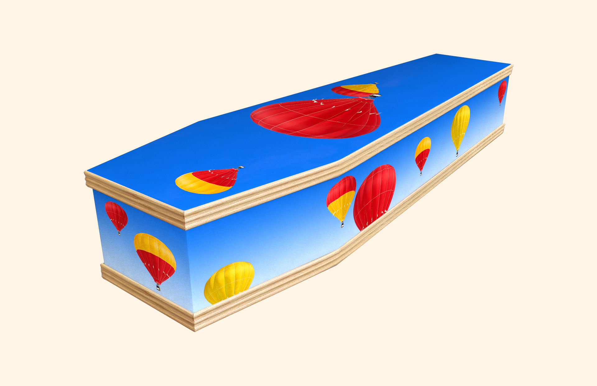 Up and Away design on a classic coffin