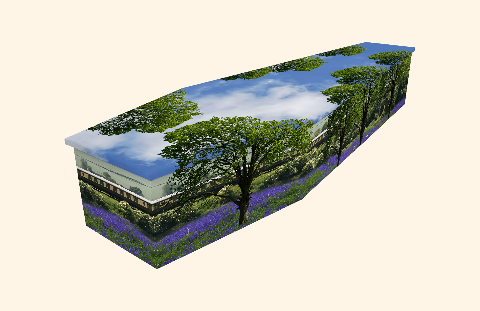 The Orient design on a cardboard coffin