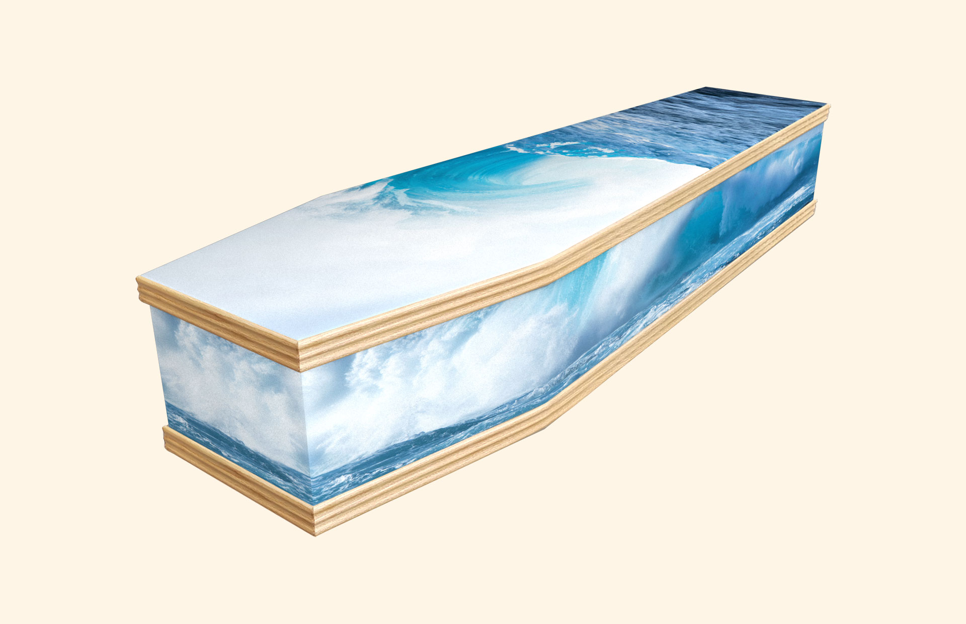 Rough Seas design on a classic coffin